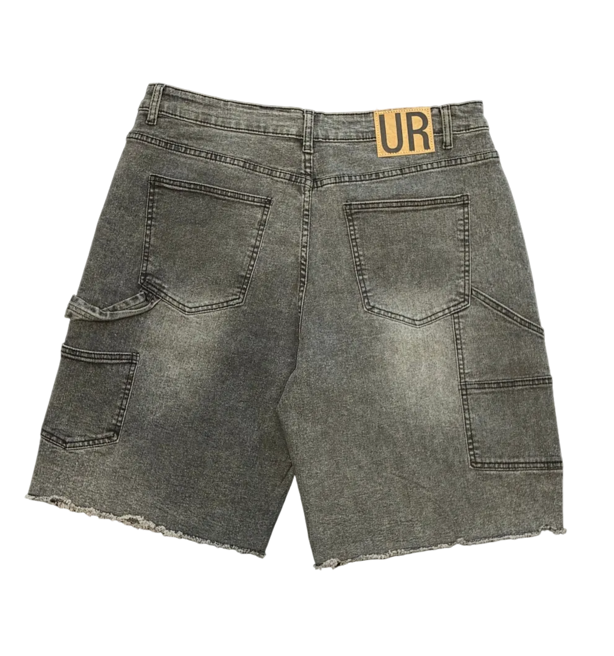 RHINESTONE JORTS - WASHED GREY