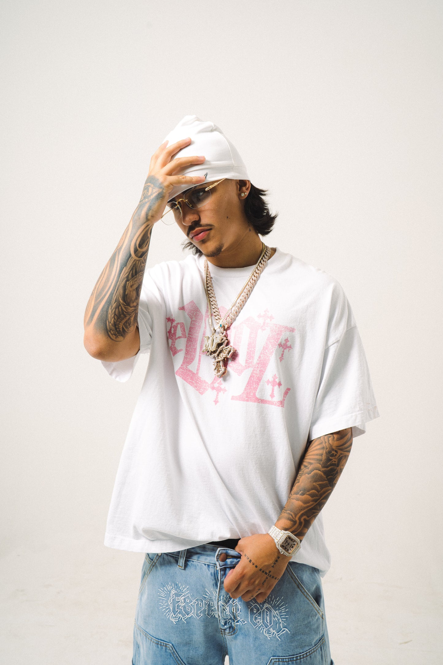 EVOL CROSS TEE - WHITE/PINK