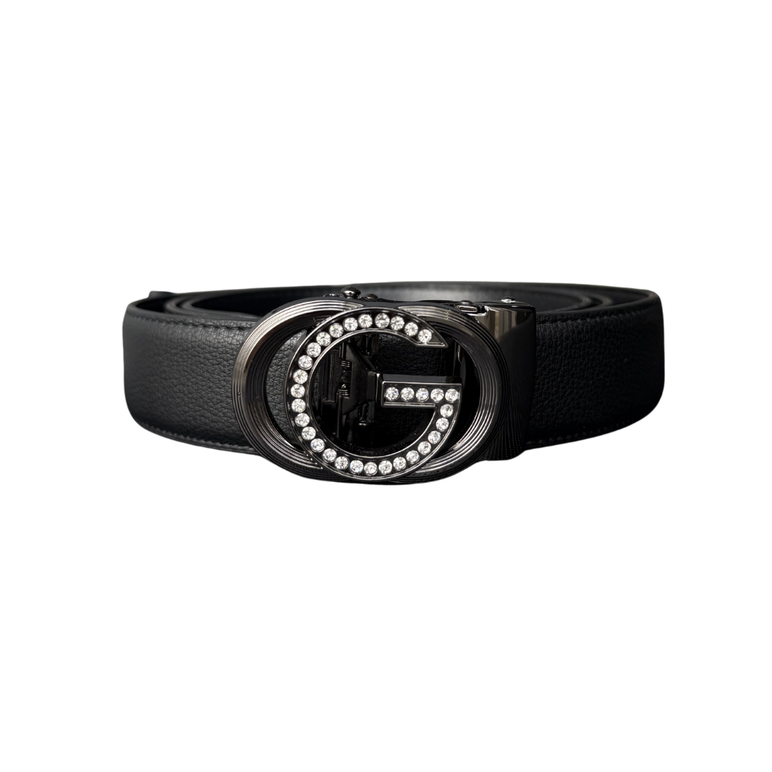 DIOZA - BLACK/RHINESTONES LEATHER BELT