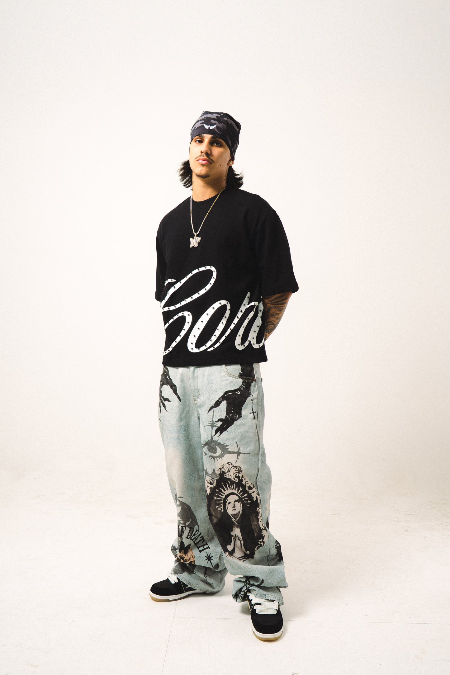 CORTELLIER RHINESTONE TEE - BLACK