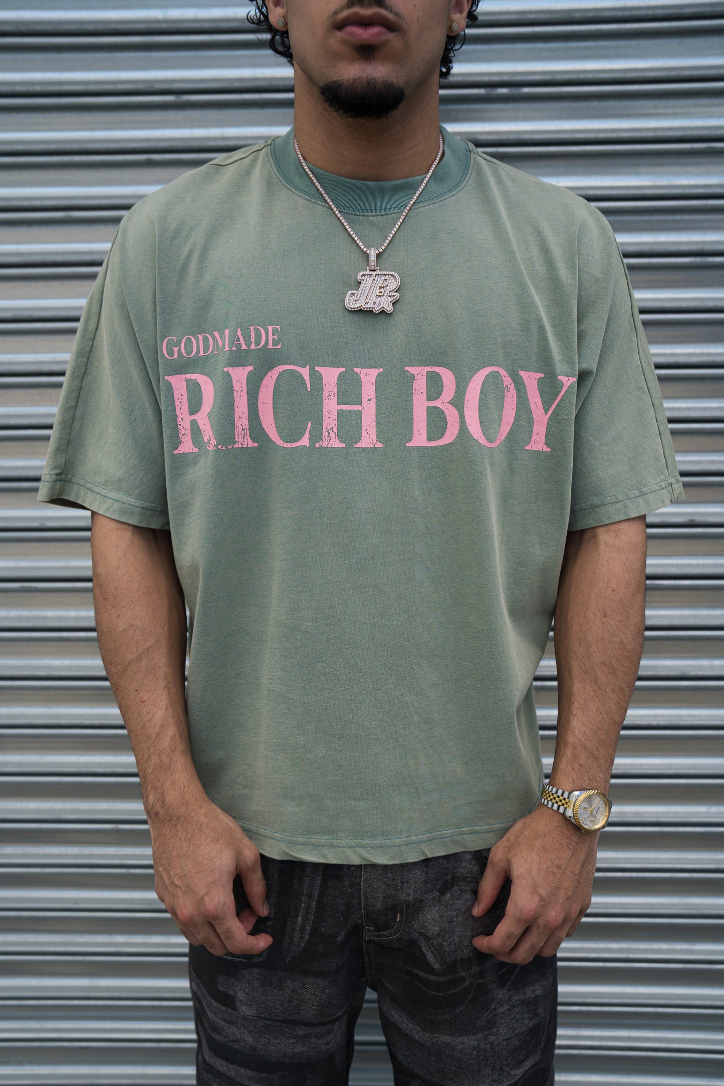 GODMADE RICH BOY TEE - WASHED GREEN
