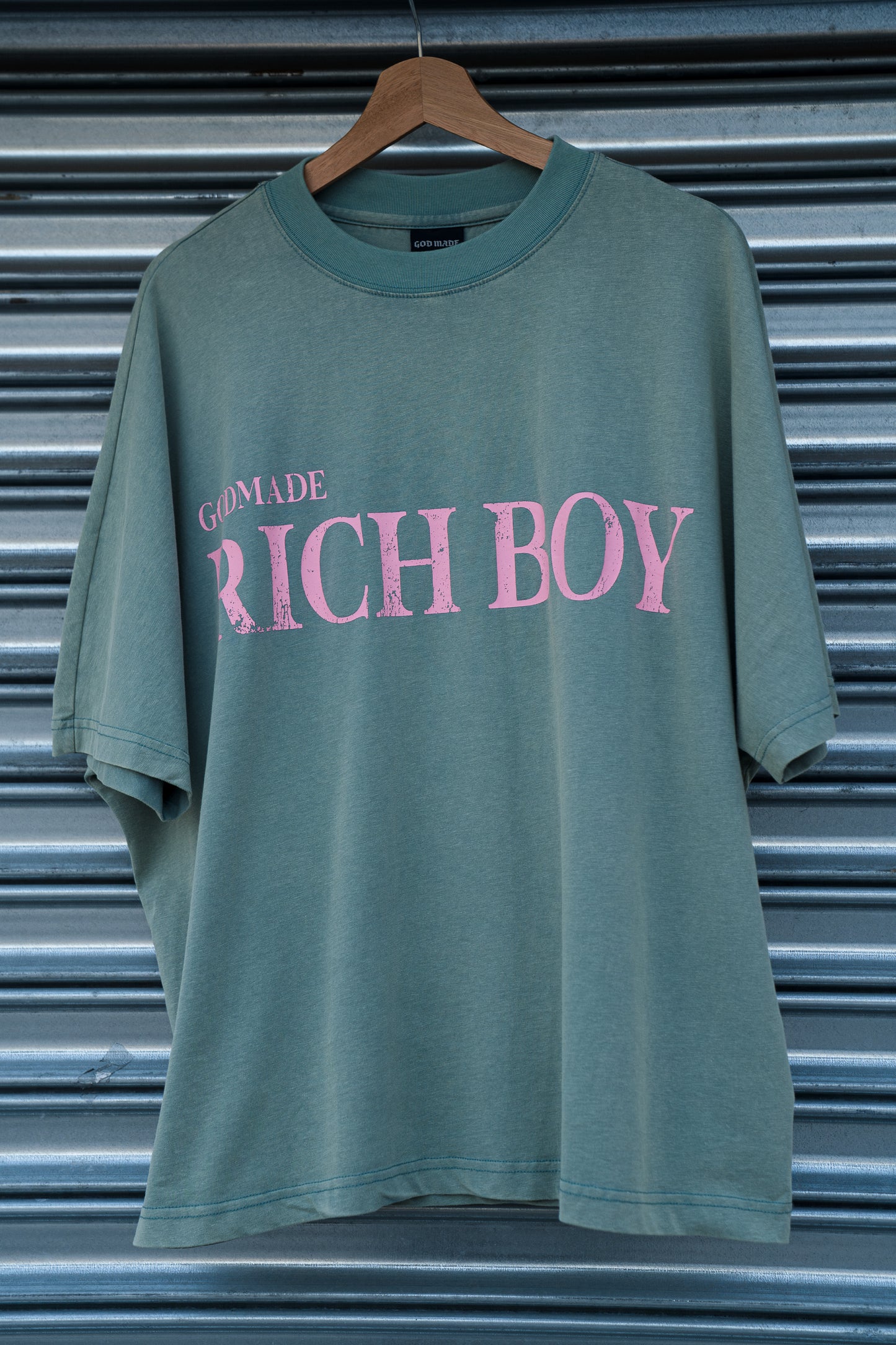 GODMADE RICH BOY TEE - WASHED GREEN