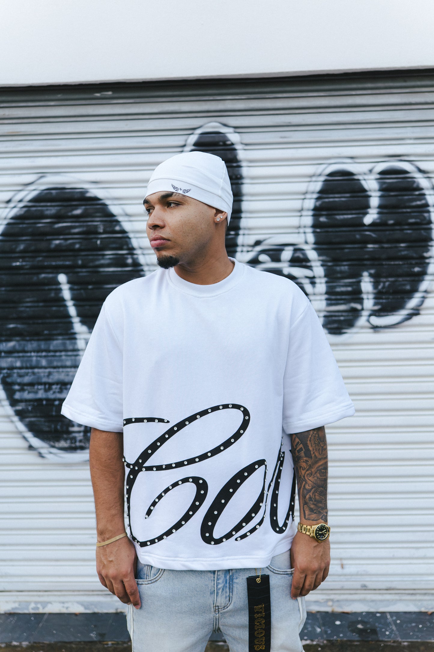CORTELLIER RHINESTONE TEE - WHITE