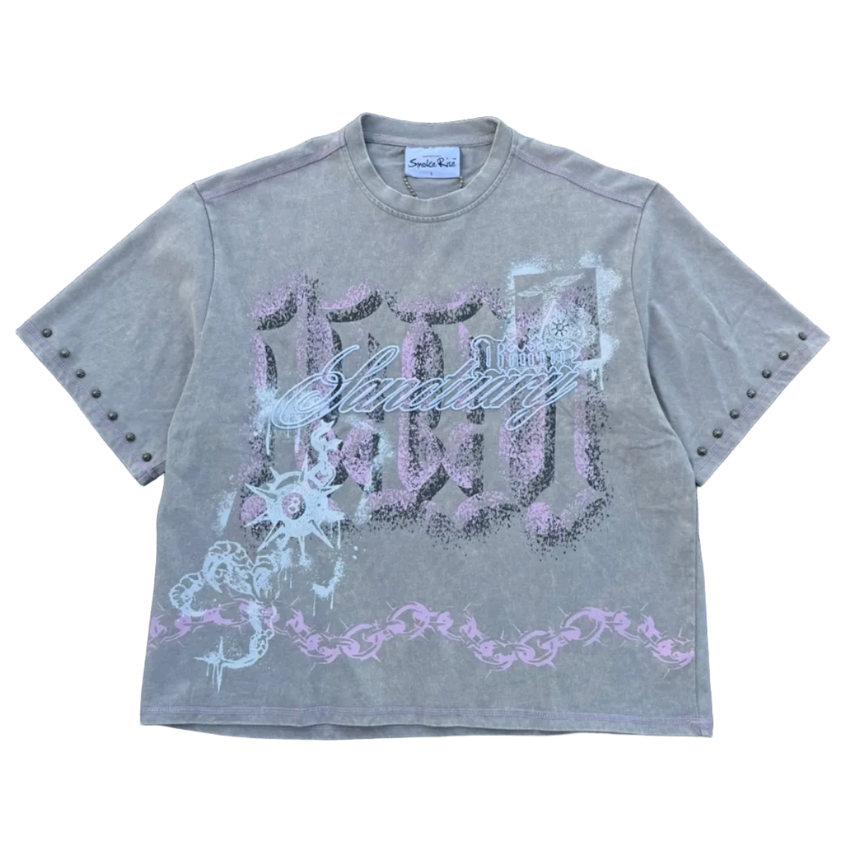SMOKE RISE SANCTUARY TEE - GREY / PINK