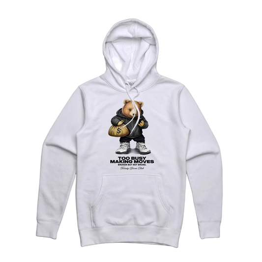 TOO BUSY MAKING MOVES - WHITE HOODIE
