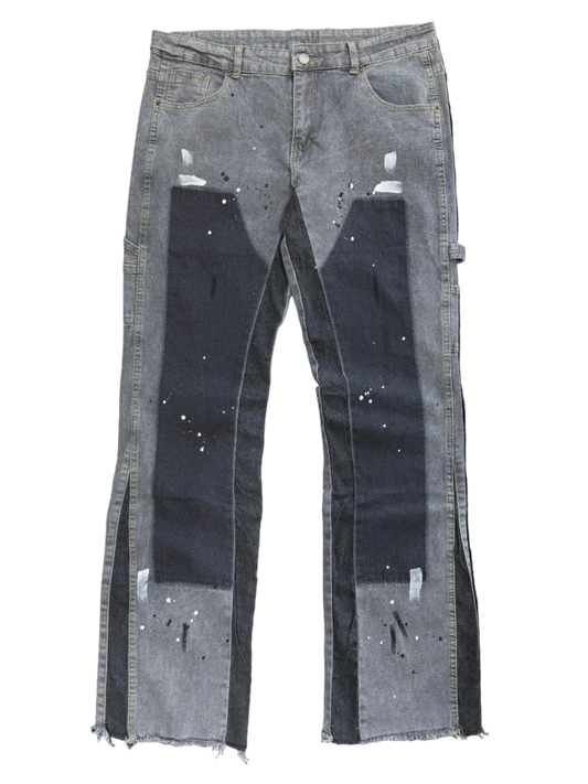 VISION PAINTED FLARE JEANS - GREY