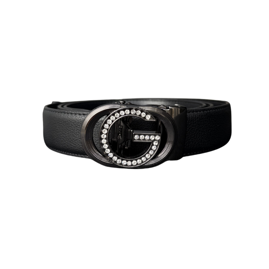 DIOZA - BLACK/RHINESTONES LEATHER BELT