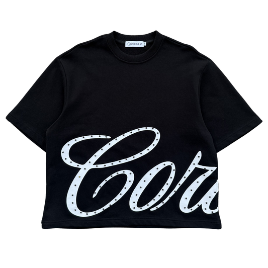 CORTELLIER RHINESTONE TEE - BLACK