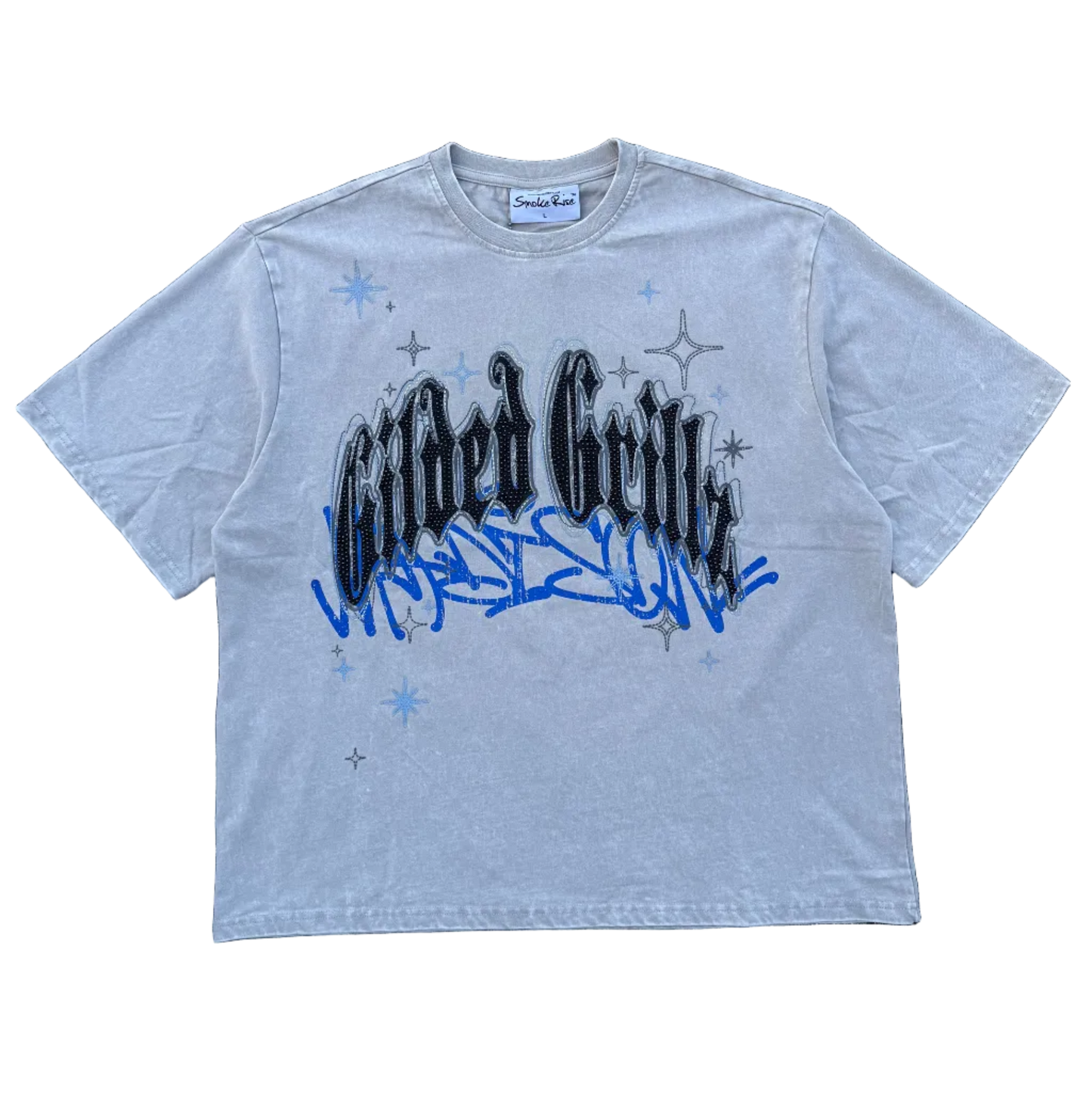 SMOKE RISE GRILLZ TEE - GREY / BLUE